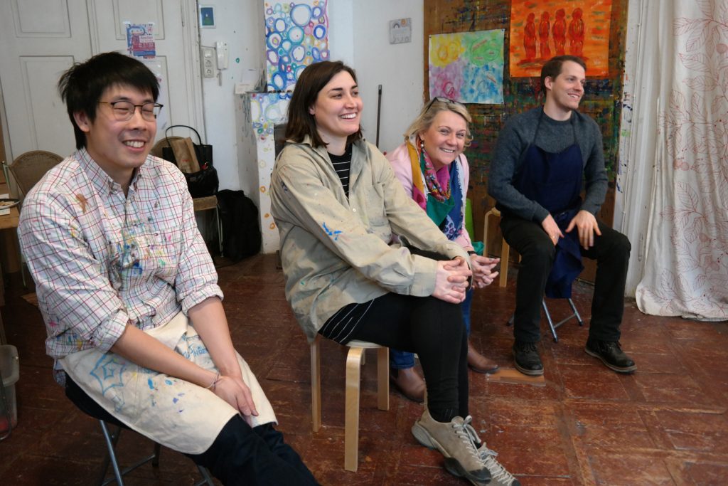 Team Personalentwicklung der JKU im Teambuilding Workshop im Atelier Vogerlfrei